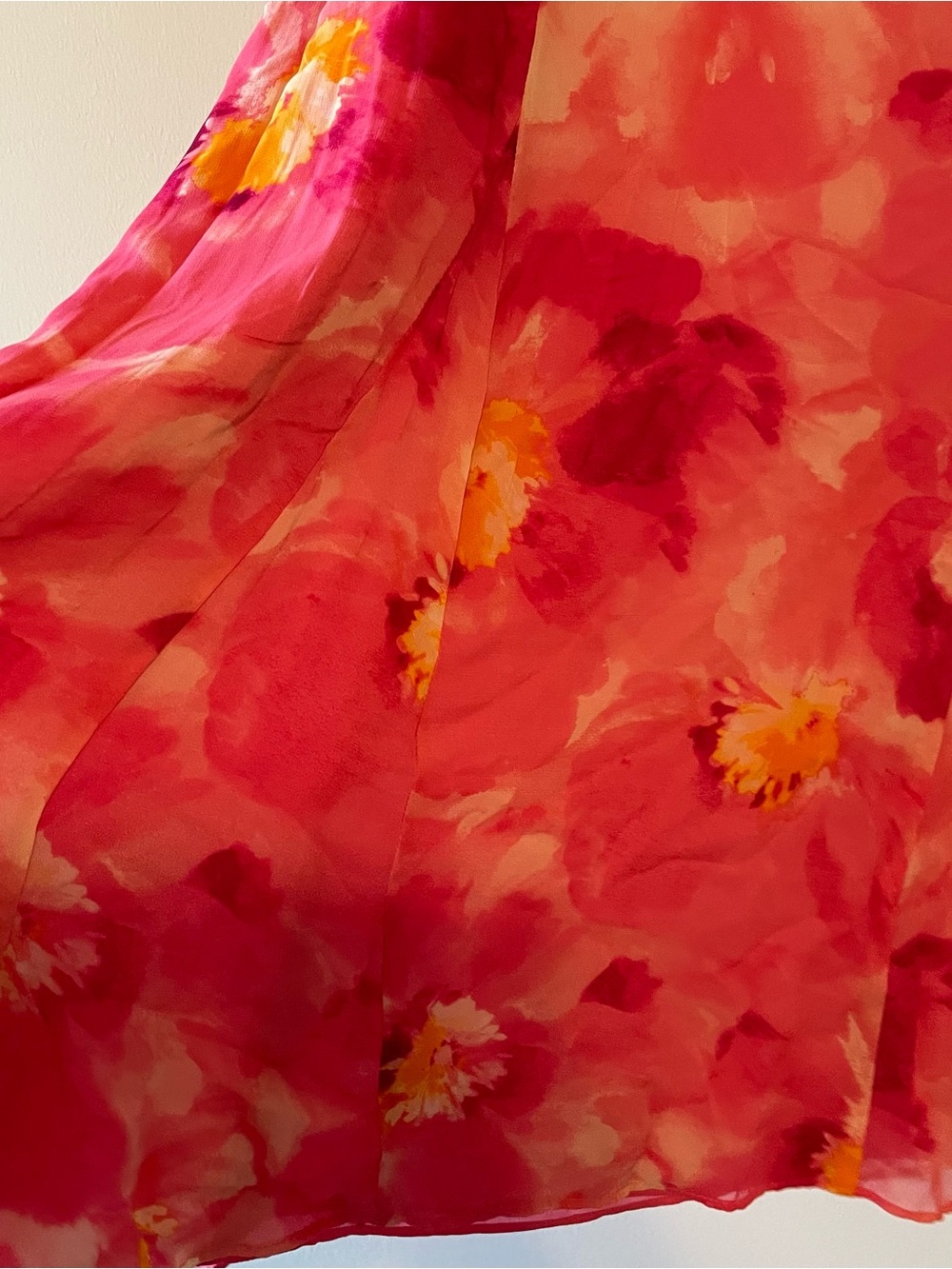 Pink Floral Maxi Skirt Size 14 Chiffon A-Line Flowy - Picture 4 of 8
